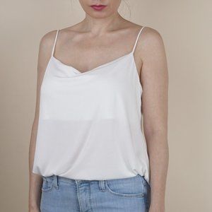 Cowl Neck Spaghetti Strap Tank in White